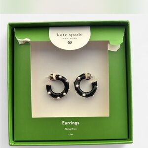 Kate Spade Black Pearl Hoop Earrings
